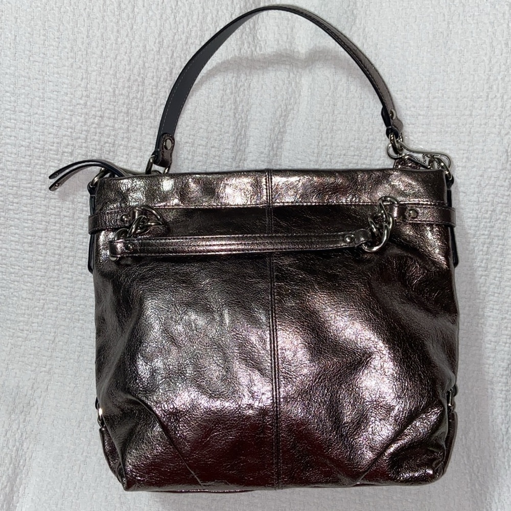 Like new COACH F17165 BROOKE PEWTER METALLIC HOBO/SATCHEL BAG - REMOVABLE STRAPS